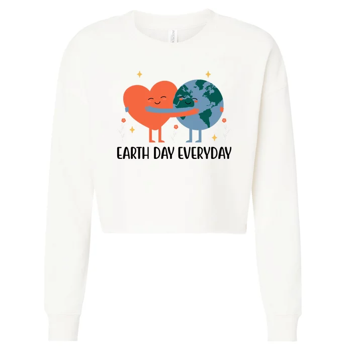 Earth Day Everyday Cute Heart Cropped Pullover Crew