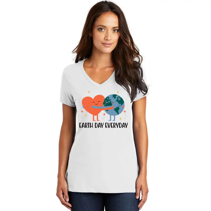 Earth Day Everyday Cute Heart Women's V-Neck T-Shirt