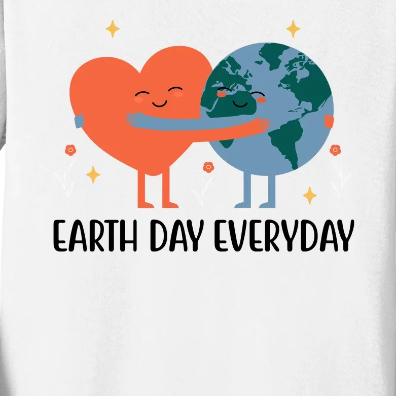 Earth Day Everyday Cute Heart Kids Long Sleeve Shirt