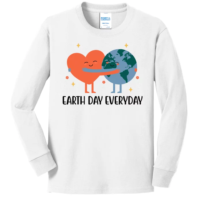 Earth Day Everyday Cute Heart Kids Long Sleeve Shirt