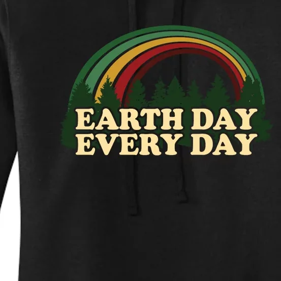 Earth Day Every Day Rainbow Trees Retro Women's Pullover Hoodie