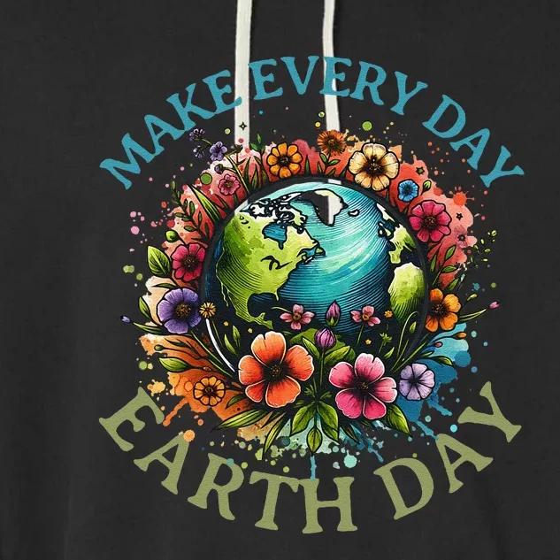 Earth Day Every Day Groovy Retro 70s Earth Day Garment-Dyed Fleece Hoodie