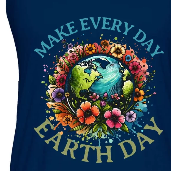 Earth Day Every Day Groovy Retro 70s Earth Day Ladies Essential Flowy Tank