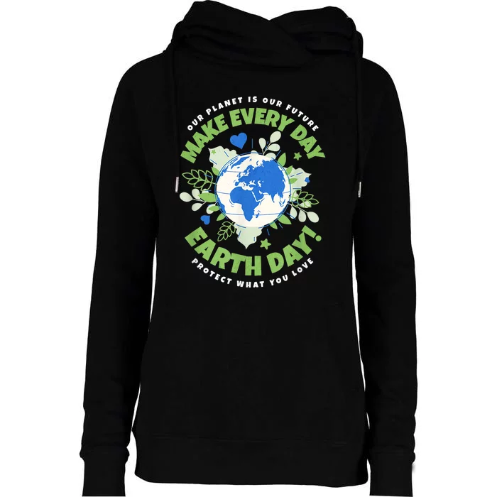 Earth Day Environmental Awareness Womens Funnel Neck Pullover Hood