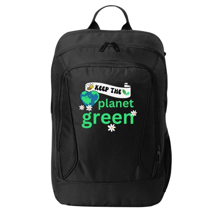 Earth Day Environtalist Bee Keep The Planet Green Flower Funny Gift City Backpack