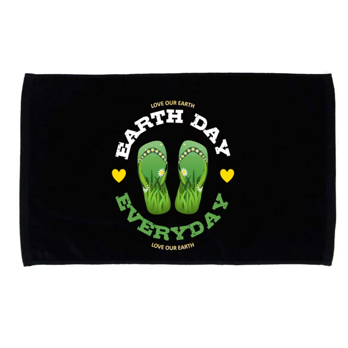 Earth Day Everyday Love Our Earth Green Flip Flop Gift Microfiber Hand Towel