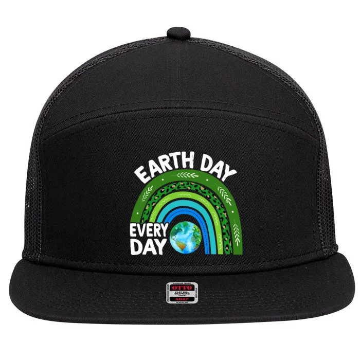 Earth Day Every Day Rainbow Earth Day 7 Panel Mesh Trucker Snapback Hat