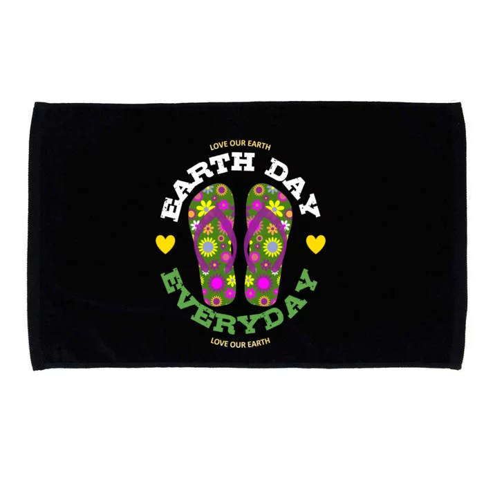 Earth Day Everyday Love Our Earth Green Flower Flip Flop Gift Microfiber Hand Towel