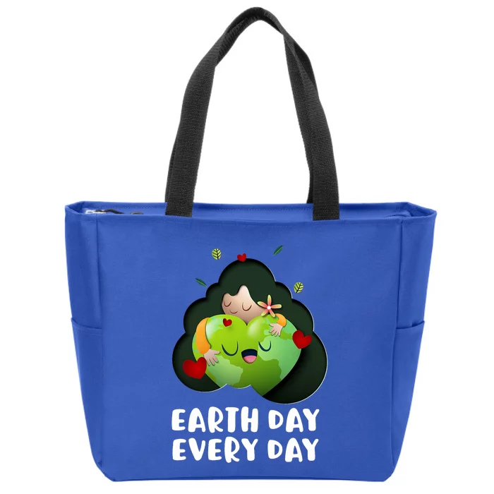 Earth Day Every Day Girl Hugging Globe Save The Planet Zip Tote Bag