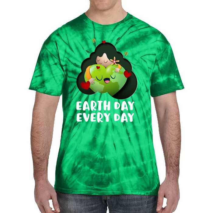 Earth Day Every Day Girl Hugging Globe Save The Planet Tie-Dye T-Shirt