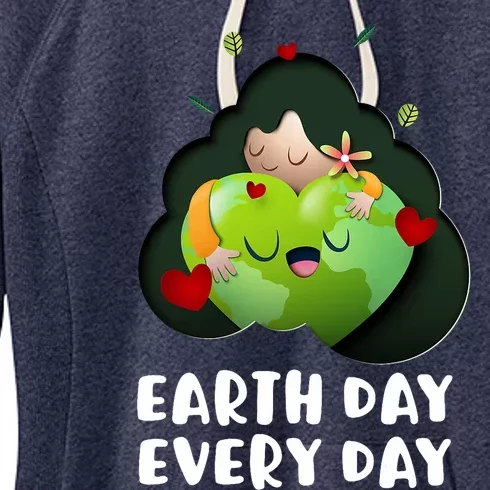 Earth Day Every Day Girl Hugging Globe Save The Planet Women's Fleece Hoodie