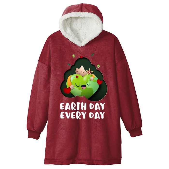 Earth Day Every Day Girl Hugging Globe Save The Planet Hooded Wearable Blanket