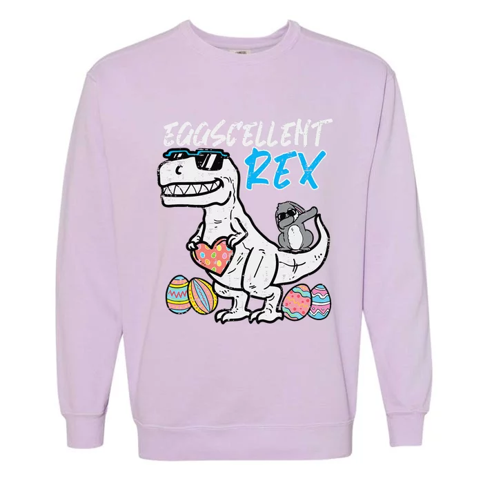 Easter Dino Eggcellent Bunny Dab Cute Trex Garment-Dyed Sweatshirt