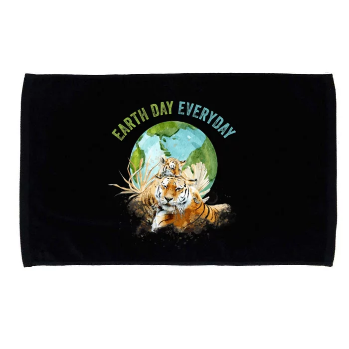 Earth Day Everyday Mama Tiger Watercolor Planet And Animals Microfiber Hand Towel