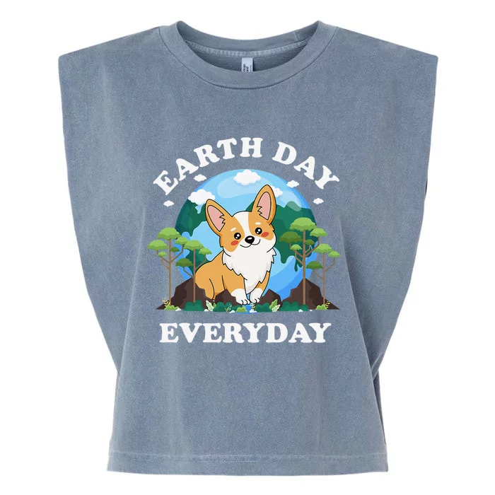 Earth Day Everyday Corgi Dog Peace Love Planet And Animals Garment-Dyed Women's Muscle Tee