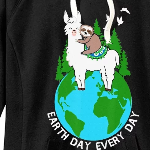 Earth Day Everyday Llama Sloth Cool Earth Day Lover Women's Fleece Hoodie