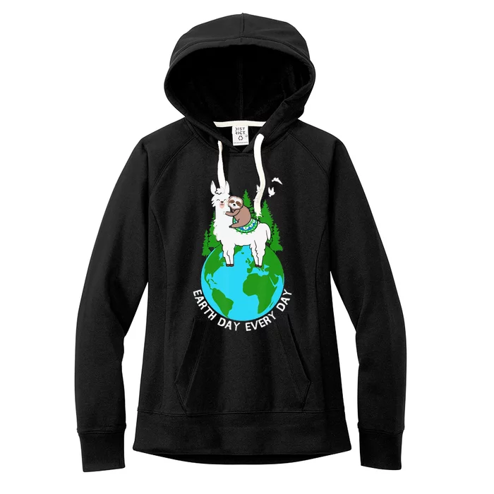 Earth Day Everyday Llama Sloth Cool Earth Day Lover Women's Fleece Hoodie