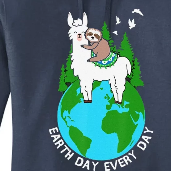 Earth Day Everyday Llama Sloth Cool Earth Day Lover Women's Pullover Hoodie