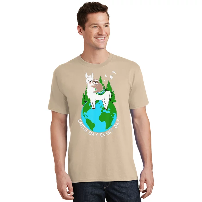 Earth Day Everyday Llama Sloth Cool Earth Day Lover T-Shirt