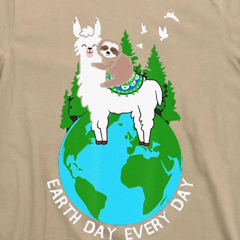 Earth Day Everyday Llama Sloth Cool Earth Day Lover T-Shirt