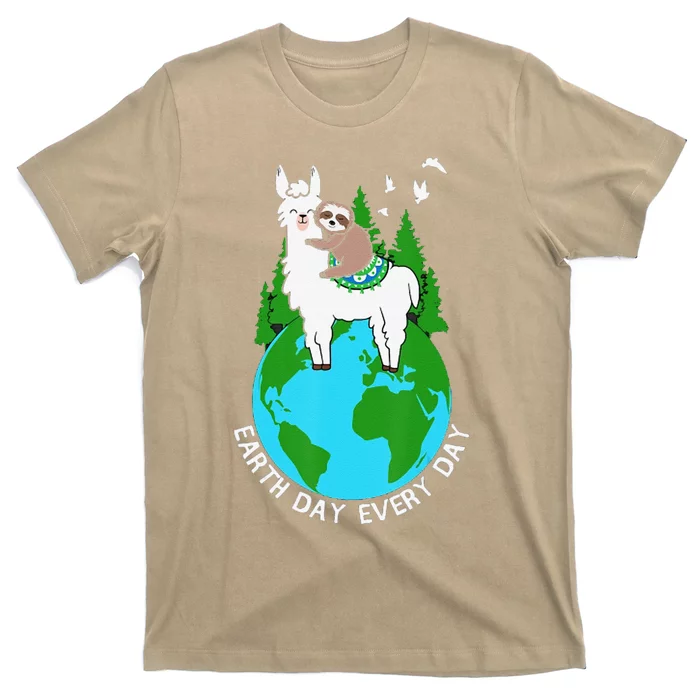 Earth Day Everyday Llama Sloth Cool Earth Day Lover T-Shirt