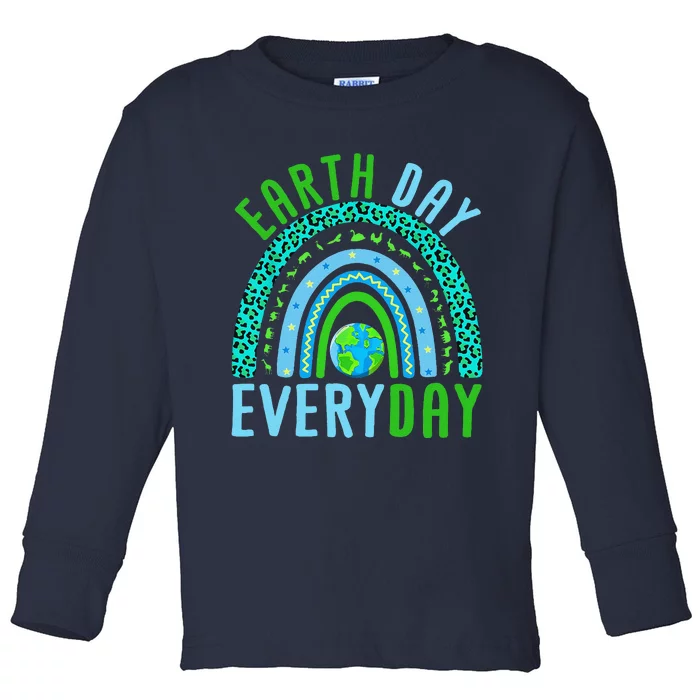 Earth Day Everyday Rainbow Design Earth Day Toddler Long Sleeve Shirt