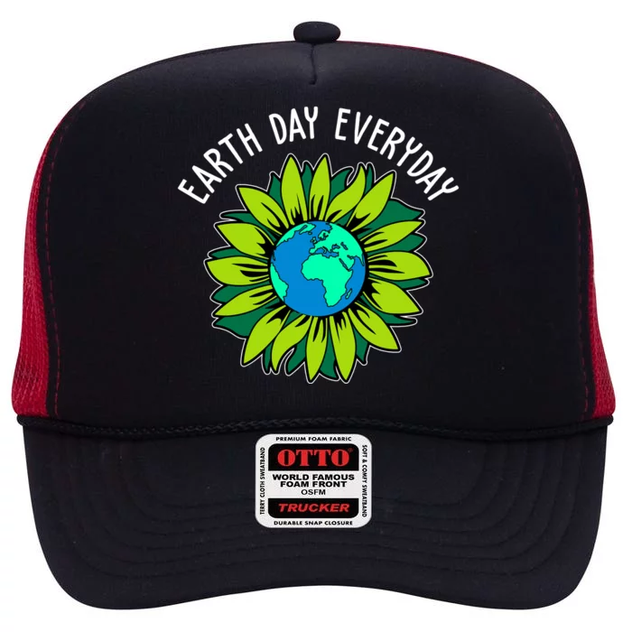 Earth Day Everyday Flower Globe High Crown Mesh Trucker Hat