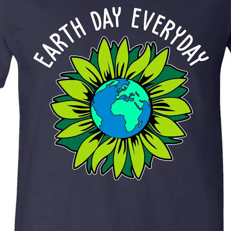 Earth Day Everyday Flower Globe V-Neck T-Shirt