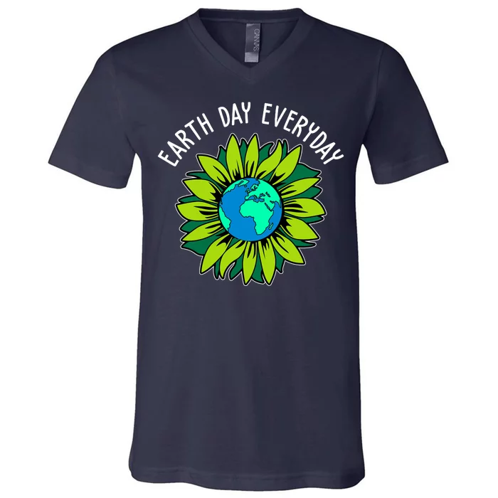 Earth Day Everyday Flower Globe V-Neck T-Shirt