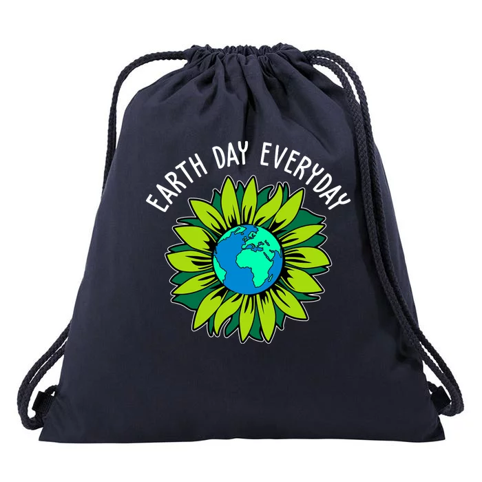 Earth Day Everyday Flower Globe Drawstring Bag