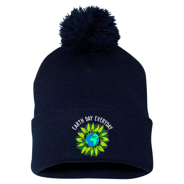 Earth Day Everyday Flower Globe Pom Pom 12in Knit Beanie