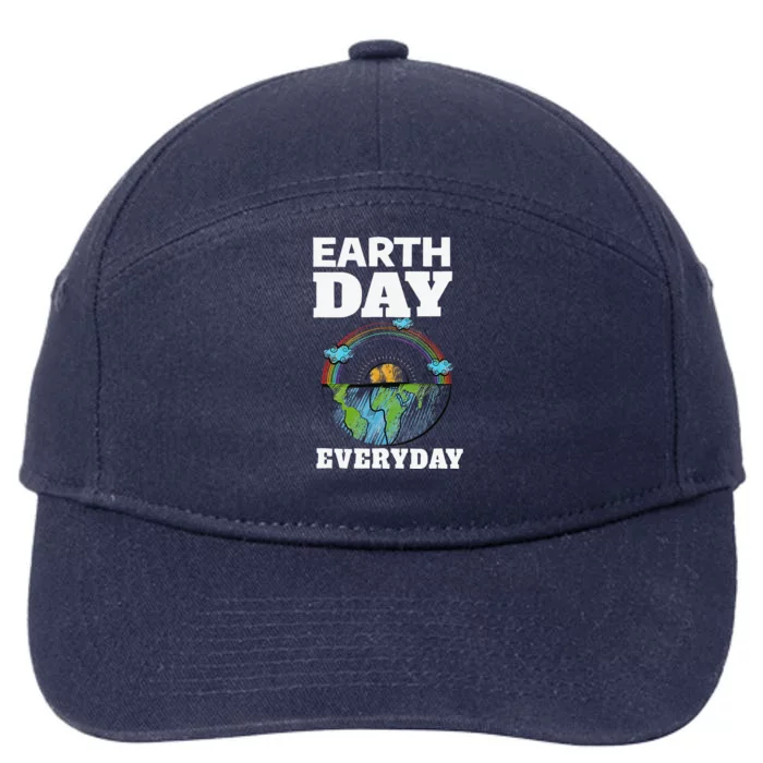 Earth Day Everyday Rainbow Teacher Retro Cute Earth Day 7-Panel Snapback Hat