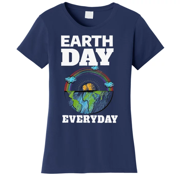 Earth Day Everyday Rainbow Teacher Retro Cute Earth Day Women's T-Shirt