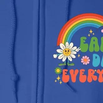 Earth Day Everyday Rainbow Hippie Groovy Save Planet Earth Gift Full Zip Hoodie