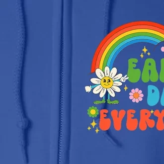 Earth Day Everyday Rainbow Hippie Groovy Save Planet Earth Cute Gift Full Zip Hoodie