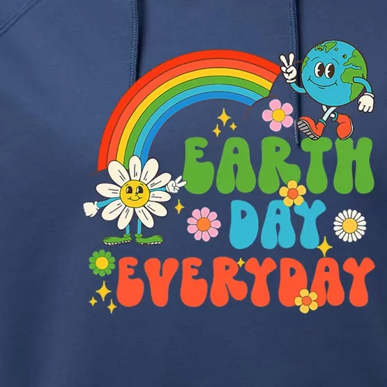 Earth Day Everyday Rainbow Hippie Groovy Save Planet Earth Cute Gift Performance Fleece Hoodie