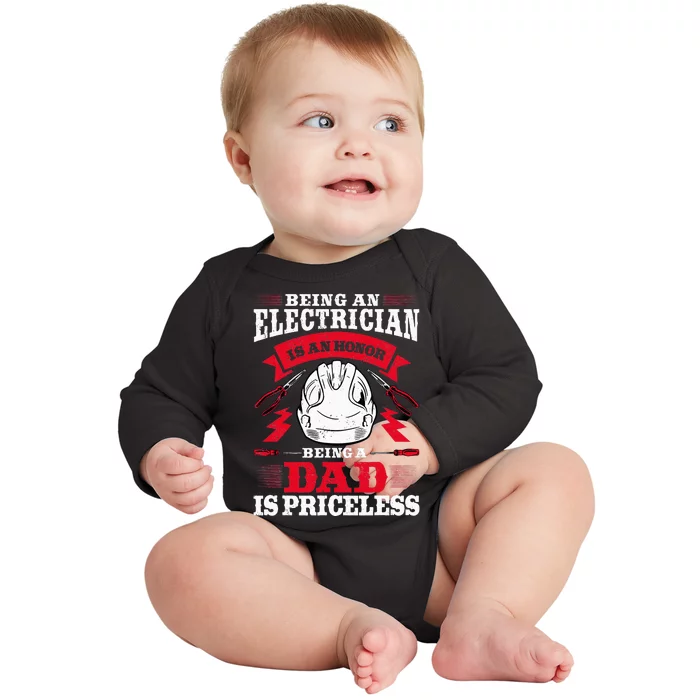 Electrician Dad Electronics Technician Electrical Wireman Baby Long Sleeve Bodysuit