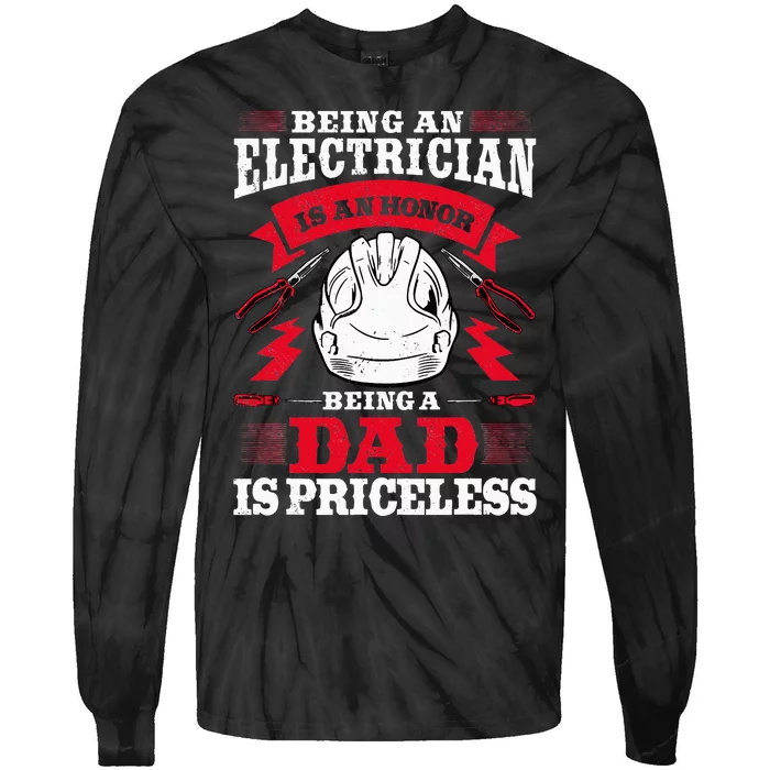 Electrician Dad Electronics Technician Electrical Wireman Tie-Dye Long Sleeve Shirt