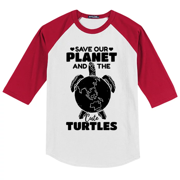 Earth Day Environt Save Our Planet And The Cute Turtles Gift Kids Colorblock Raglan Jersey