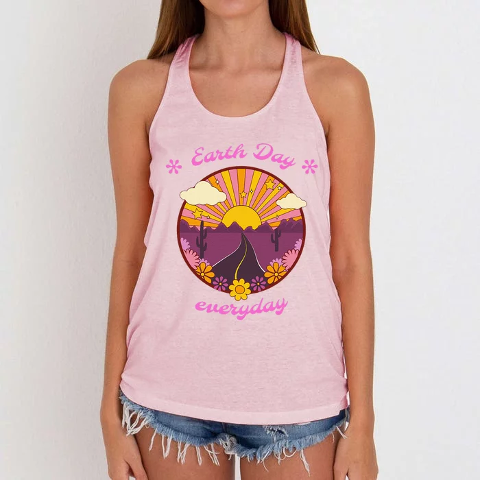 Earth Day Everyday Vintage Retro Every Day Is Earth Day Women's Knotted Racerback Tank