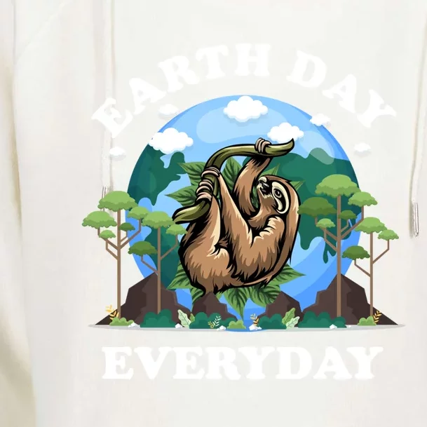 Earth Day Everyday Sloth Peace Love Planet And Animals Funny Gift Womens Funnel Neck Pullover Hood