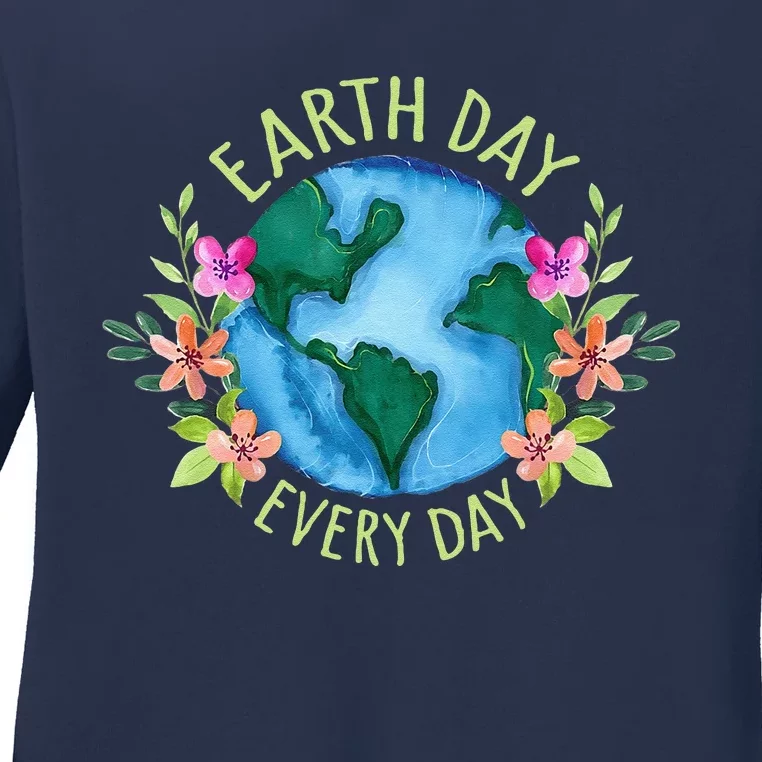 Earth Day Everyday Retro Environmental Women Earth Day Ladies Long Sleeve Shirt