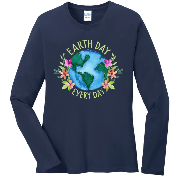 Earth Day Everyday Retro Environmental Women Earth Day Ladies Long Sleeve Shirt