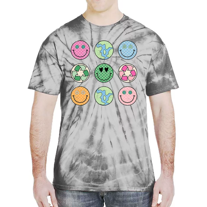 Earth Day Everyday Groovy Face Recycle Save Our Planet Tie-Dye T-Shirt