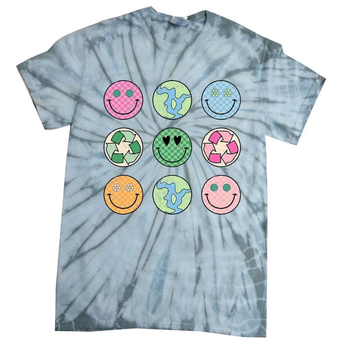 Earth Day Everyday Groovy Face Recycle Save Our Planet Tie-Dye T-Shirt