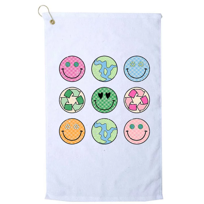 Earth Day Everyday Groovy Face Recycle Save Our Planet Platinum Collection Golf Towel