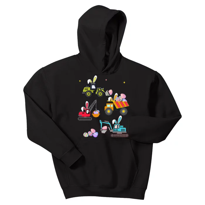 Easter Day Egg funny Construction Bunny Kids Hoodie