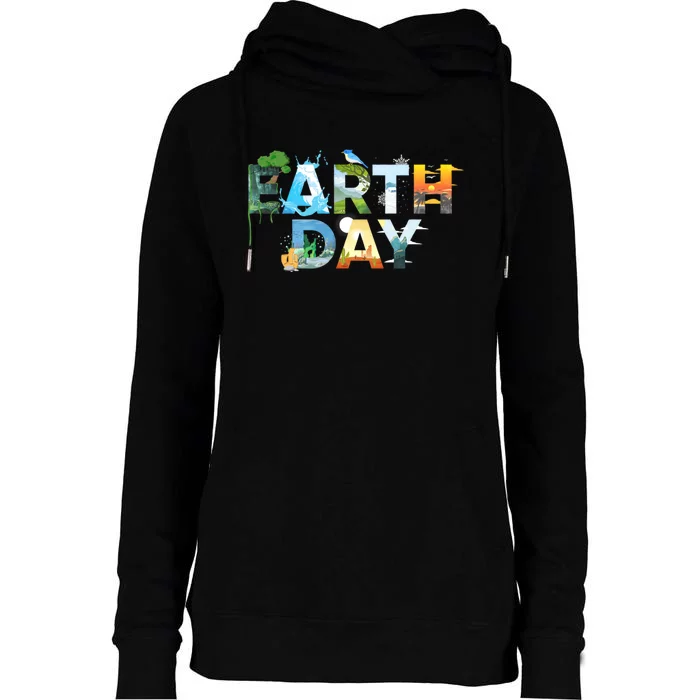 Earth Day Environmental Protection Save Tree & Animals Womens Funnel Neck Pullover Hood