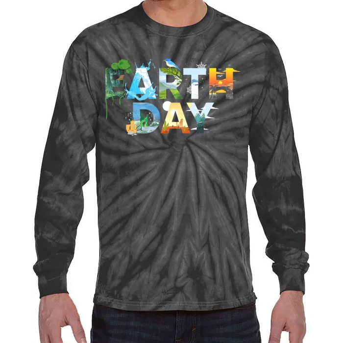 Earth Day Environmental Protection Save Tree & Animals Tie-Dye Long Sleeve Shirt