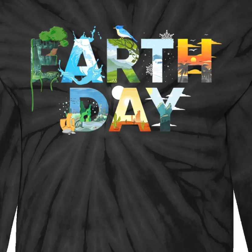 Earth Day Environmental Protection Save Tree & Animals Tie-Dye Long Sleeve Shirt